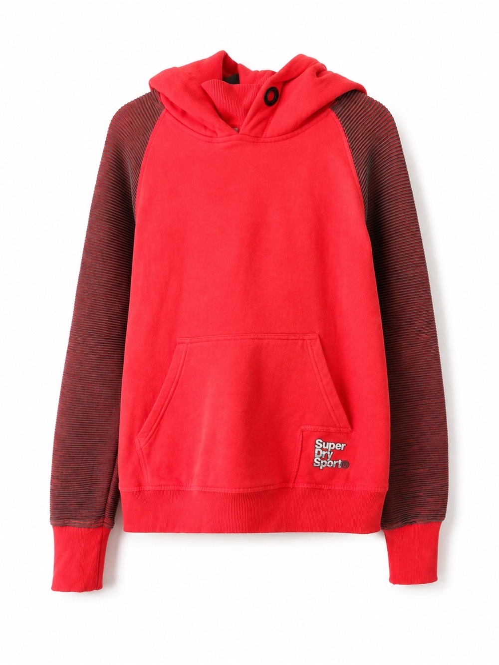 Superdry Sport Women’s Coral Hoodie Striped Sleeves Size 12 / XL